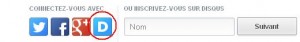 Le bouton “D” pour “Disqus”. En cliquant dessus, vous avez la possibilité de commenter en utilisant votre nom et votre mot de passe comme indiqué lors de votre inscription